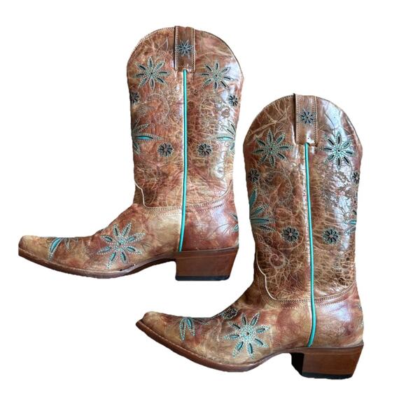Shyanne Women’s Turquoise Embroidered Floral Boots Size 6 - Picture 1 of 5